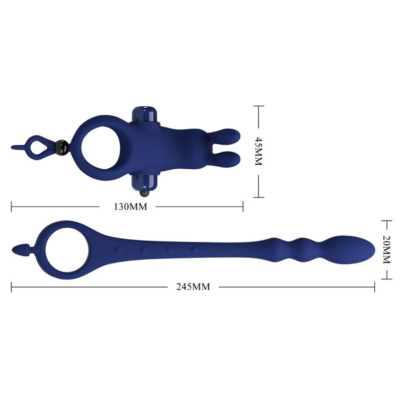 PRETTY LOVE - AYAD ANNEAU VIBRATEUR LAPIN AVEC PLUG BLEU PRETTY LOVE MALE