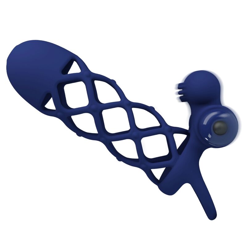 PRETTY LOVE - GIANN ANNEAU VIBRATEUR AVEC GAINE EN SILICONE BLEU PRETTY LOVE MALE