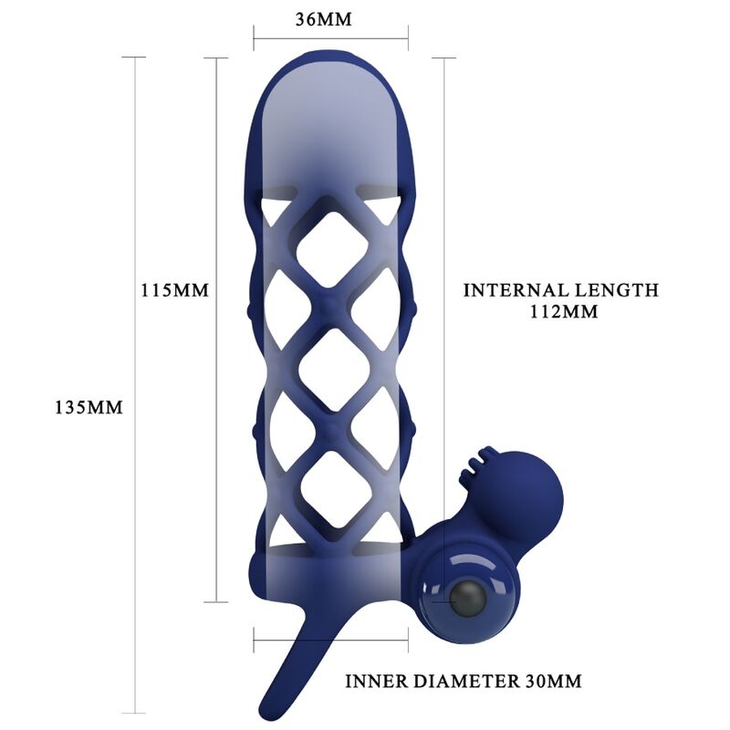 PRETTY LOVE - GIANN ANNEAU VIBRATEUR AVEC GAINE EN SILICONE BLEU PRETTY LOVE MALE