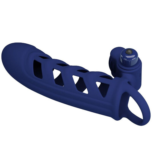 PRETTY LOVE - ALTAF ANNEAU VIBRATEUR AVEC GAINE EN SILICONE BLEU PRETTY LOVE MALE