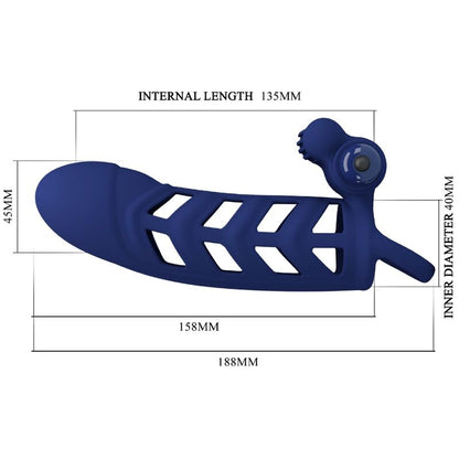 PRETTY LOVE - ALTAF ANNEAU VIBRATEUR AVEC GAINE EN SILICONE BLEU PRETTY LOVE MALE
