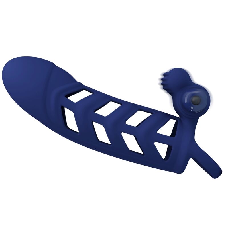 PRETTY LOVE - ALTAF ANNEAU VIBRATEUR AVEC GAINE EN SILICONE BLEU PRETTY LOVE MALE