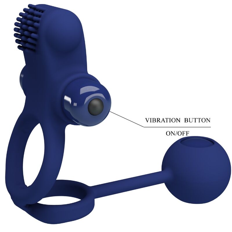PRETTY LOVE - REMINGTON DOUBLE ANNEAU VIBRANT AVEC PLUG BLEU PRETTY LOVE MALE