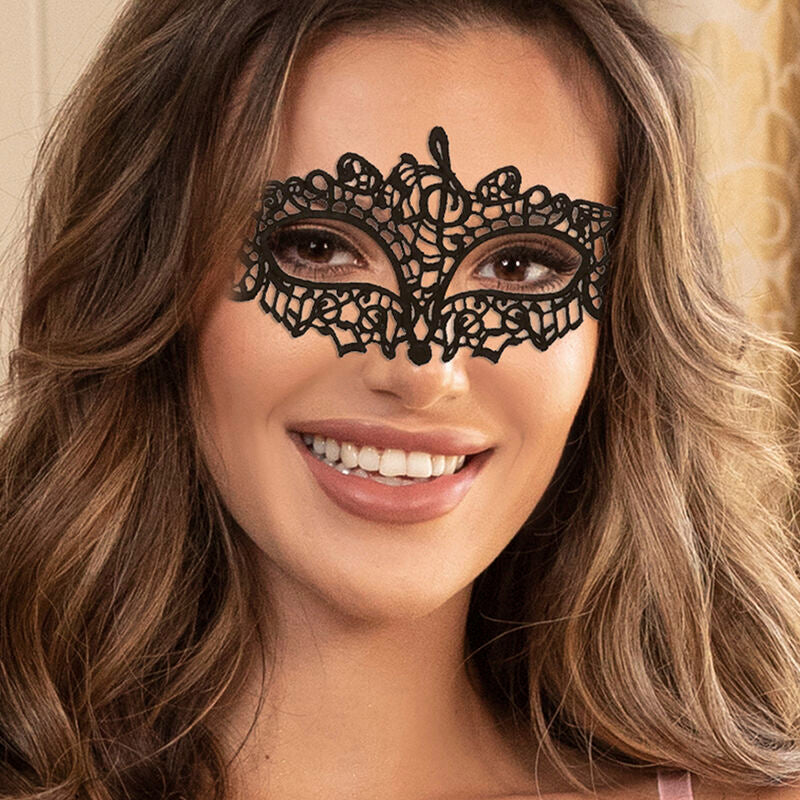 QUEEN LINGERIE - MASQUE EN DENTELLE NOIRE MODÈLE 2 QUEEN LINGERIE
