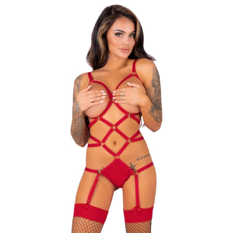 LIVCO CORSETTI FASHION - THIARA LC 20213 ENSEMBLE CORPS + BAS ROUGE S/M LIVCO CORSETTI SETS