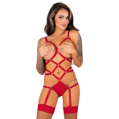 LIVCO CORSETTI FASHION - THIARA LC 20213 ENSEMBLE CORPS + BAS ROUGE S/M LIVCO CORSETTI SETS
