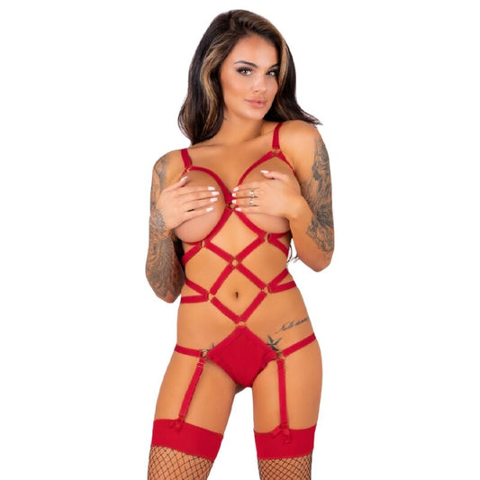 LIVCO CORSETTI FASHION - THIARA LC 20213 ENSEMBLE CORPS + BAS ROUGE S/M LIVCO CORSETTI SETS