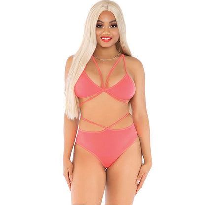 LEG AVENUE - HAUT & CULOTTE CORAIL À BRETELLES LEG AVENUE SETS