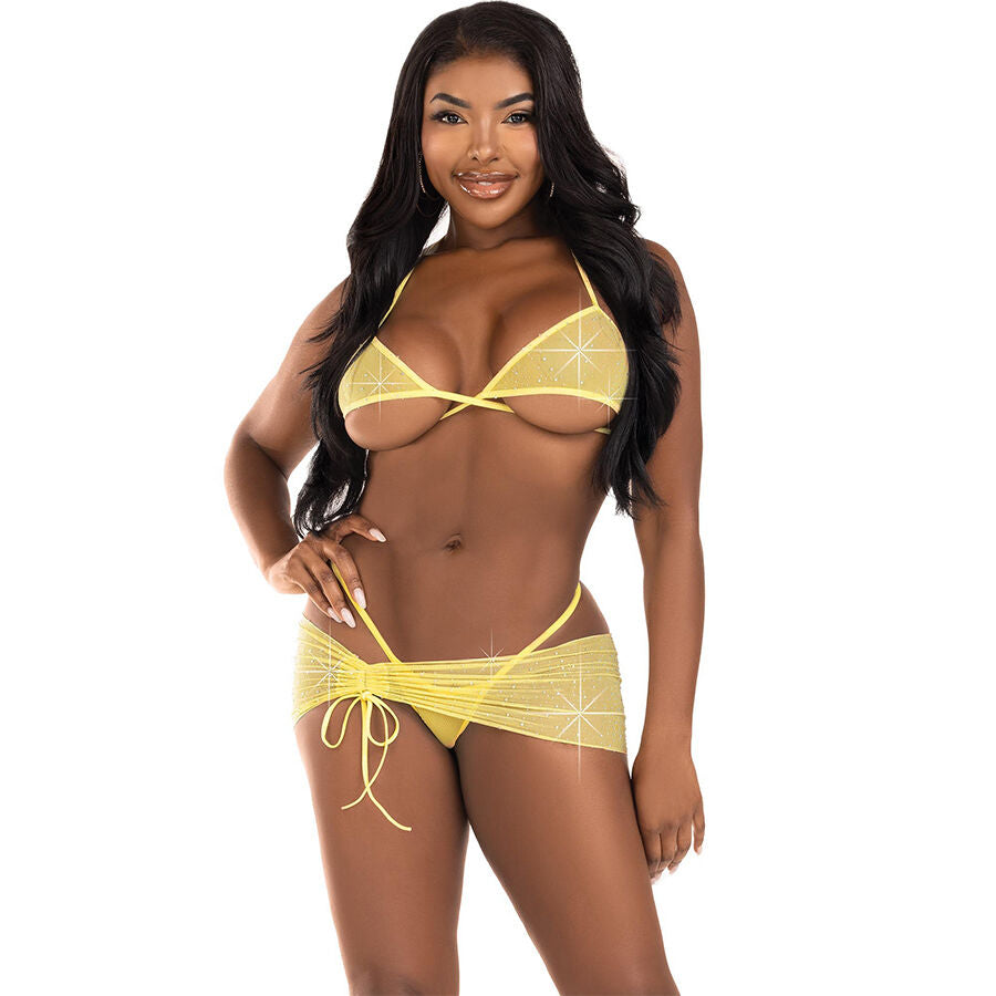 LEG AVENUE - ENSEMBLE TROIS PIÈCES DIAMANTS JAUNE S/M LEG AVENUE SETS