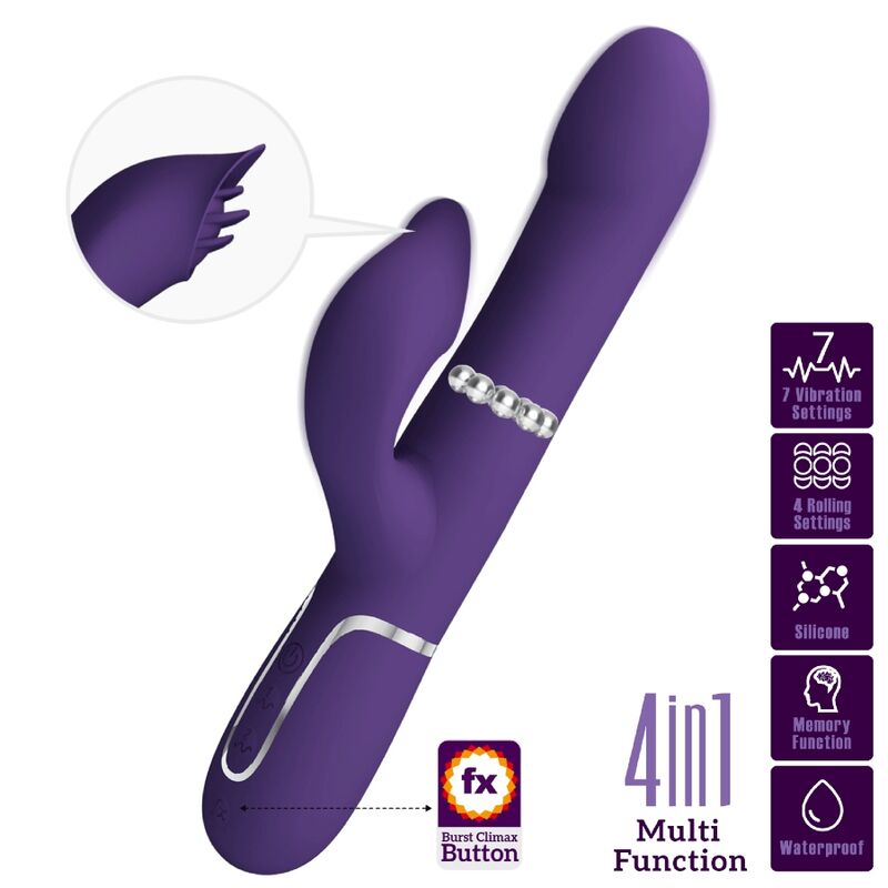 PRETTY LOVE - ZALIN PERLES VIBRATEUR LAPIN 4 EN 1 VIOLET PRETTY LOVE FLIRTATION