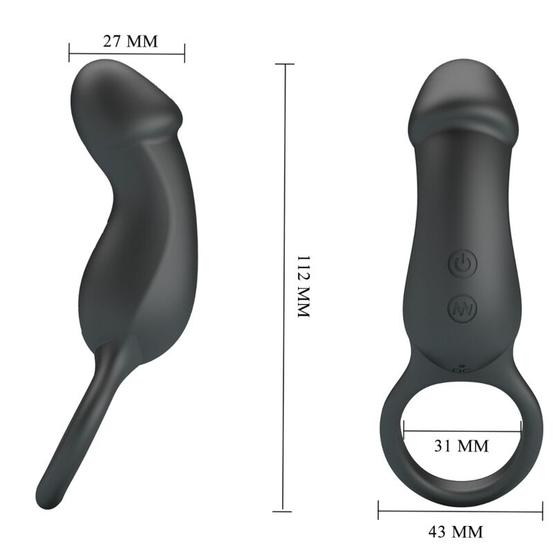 PRETTY LOVE - TRAE ANNEAU VIBRANT AVEC STIMULATEUR NOIR PRETTY LOVE MALE