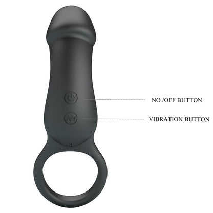 PRETTY LOVE - TRAE ANNEAU VIBRANT AVEC STIMULATEUR NOIR PRETTY LOVE MALE