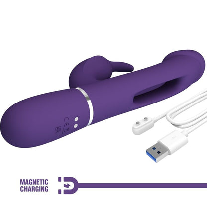 PRETTY LOVE - VIBRATEUR MULTIFONCTION 3 EN 1 KAMPAS RABBIT AVEC LANGUE VIOLET PRETTY LOVE PARTY UP