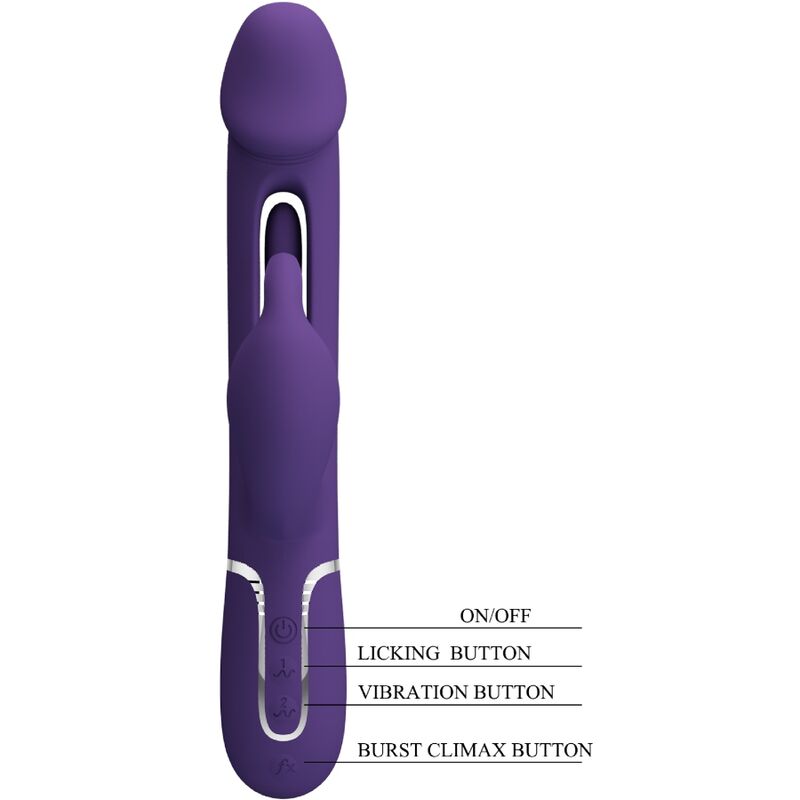 PRETTY LOVE - VIBRATEUR MULTIFONCTION 3 EN 1 KAMPAS RABBIT AVEC LANGUE VIOLET PRETTY LOVE PARTY UP
