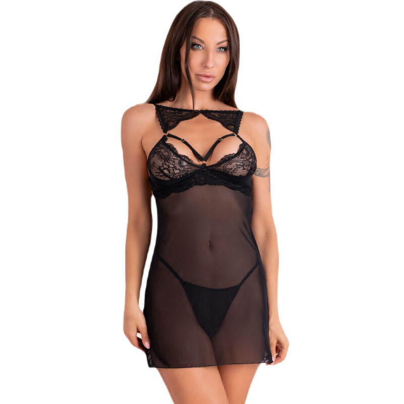 LIVCO CORSETTI FASHION - KROLINA LC 90734 CHEMISE + STRING NOIR S/M LIVCO CORSETTI SETS