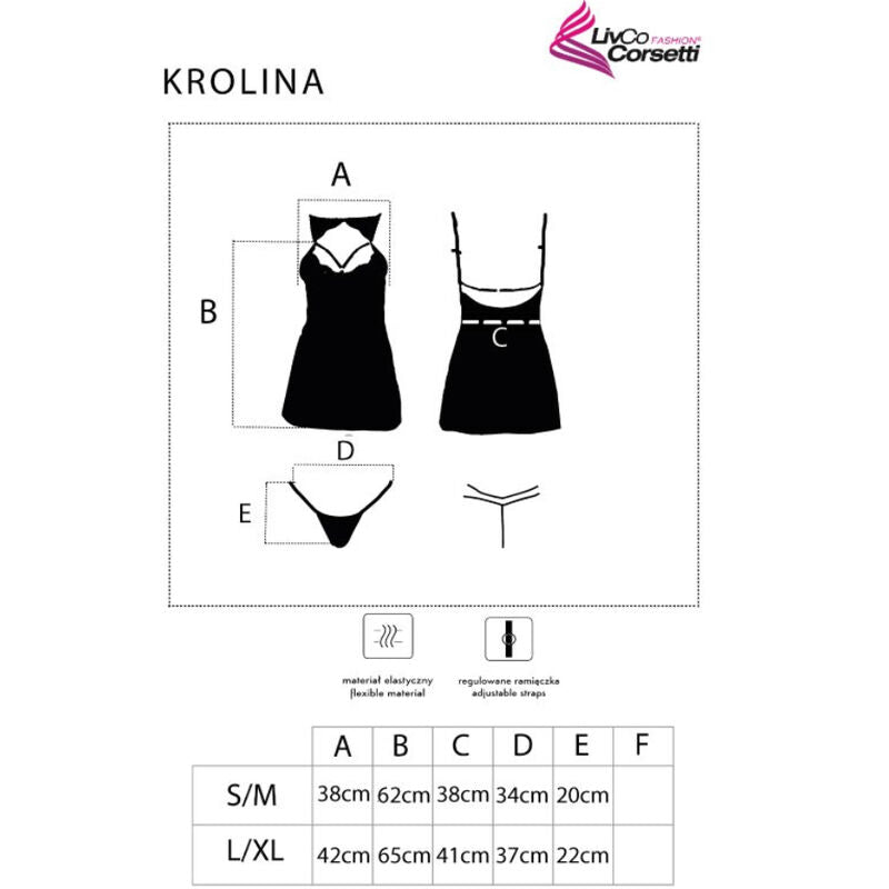 LIVCO CORSETTI FASHION - KROLINA LC 90734 CHEMISE + STRING NOIR L/XL LIVCO CORSETTI SETS