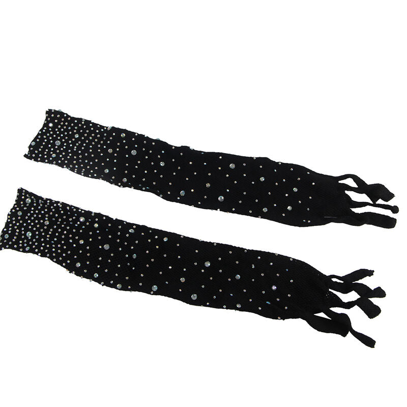 SUBBLIME - 952174 BODYSTOCKING RESILLE AVEC GANTS ET DIAMANTS NOIR TAILLE UNIQUE SUBBLIME BODYSTOCKINGS