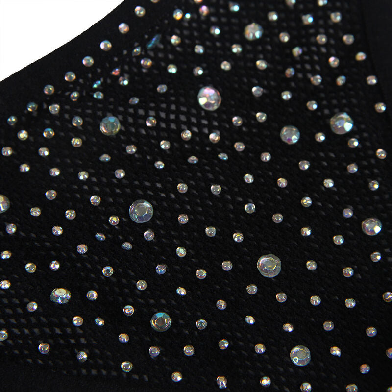SUBBLIME - 952174 BODYSTOCKING RESILLE AVEC GANTS ET DIAMANTS NOIR TAILLE UNIQUE SUBBLIME BODYSTOCKINGS