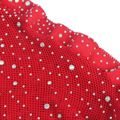 SUBBLIME - 952181 BODYSTOCKING RESILLE AVEC GANTS ET DIAMANTS ROUGE TAILLE UNIQUE SUBBLIME BODYSTOCKINGS