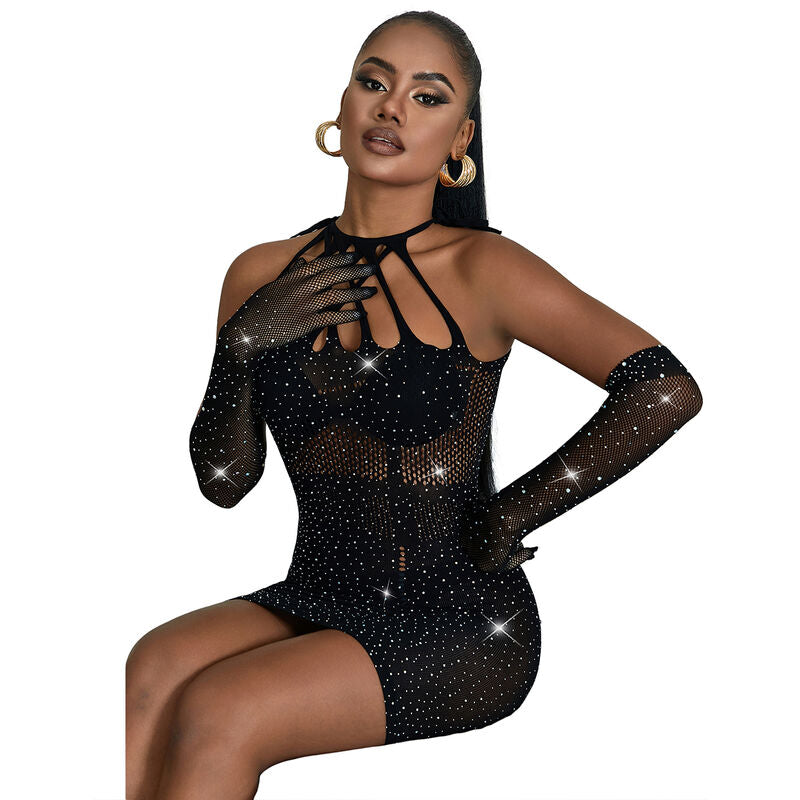 SUBBLIME - 952235 ROBE RÉSEILLE AVEC STRASS NOIR TAILLE UNIQUE SUBBLIME DRESSES