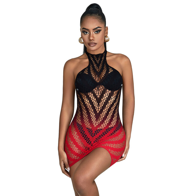 SUBBLIME - 952242 ROBE RÉSILLE ÉLASTIQUE DÉGRADÉ ROUGE ET NOIR TAILLE UNIQUE SUBBLIME DRESSES