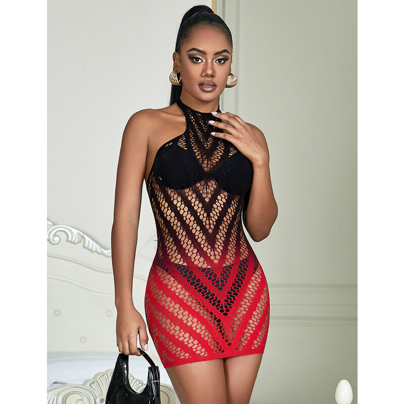 SUBBLIME - 952242 ROBE RÉSILLE ÉLASTIQUE DÉGRADÉ ROUGE ET NOIR TAILLE UNIQUE SUBBLIME DRESSES