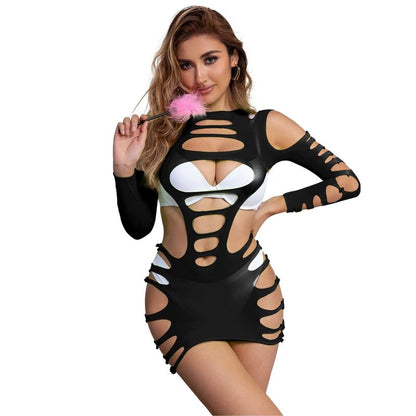 SUBBLIME - 952266 ROBE RÉSILLE ÉLASTIQUE MANCHES LONGUES NOIR TAILLE UNIQUE SUBBLIME DRESSES