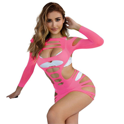 SUBBLIME - 952273 ROBE RÉSILLE ÉLASTIQUE MANCHES LONGUES ROSE TAILLE UNIQUE SUBBLIME DRESSES
