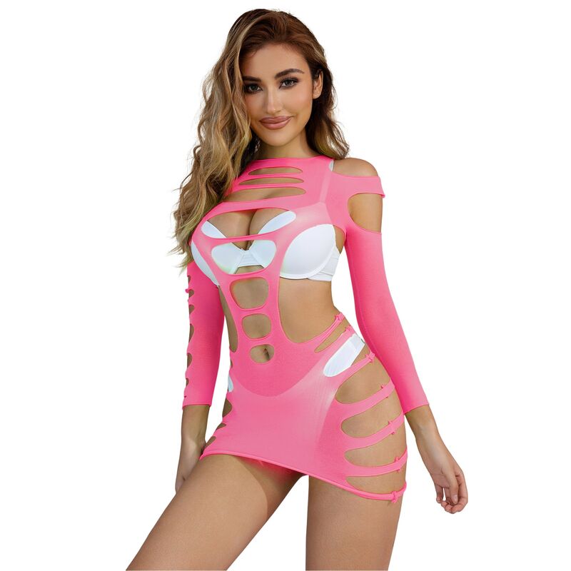 SUBBLIME - 952273 ROBE RÉSILLE ÉLASTIQUE MANCHES LONGUES ROSE TAILLE UNIQUE SUBBLIME DRESSES