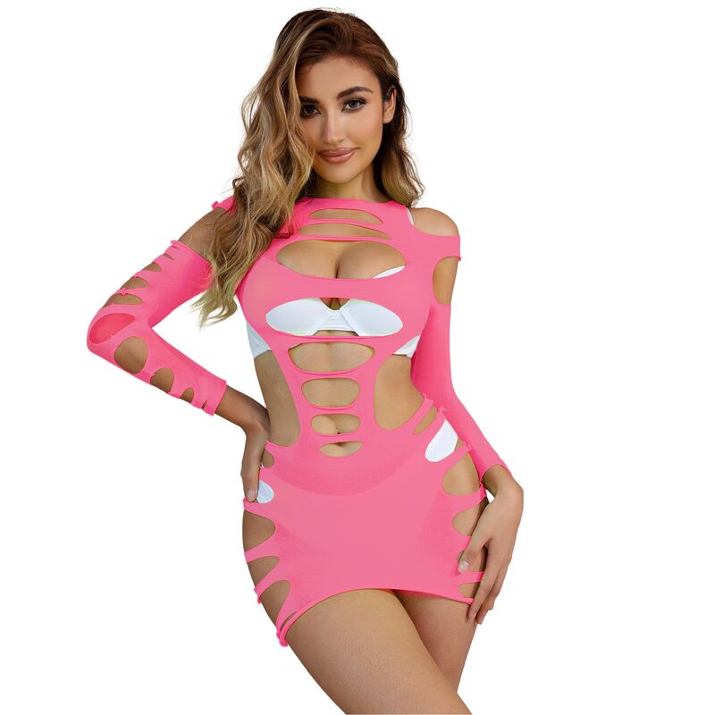 SUBBLIME - 952273 ROBE RÉSILLE ÉLASTIQUE MANCHES LONGUES ROSE TAILLE UNIQUE SUBBLIME DRESSES