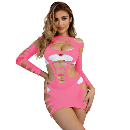SUBBLIME - 952273 ROBE RÉSILLE ÉLASTIQUE MANCHES LONGUES ROSE TAILLE UNIQUE SUBBLIME DRESSES