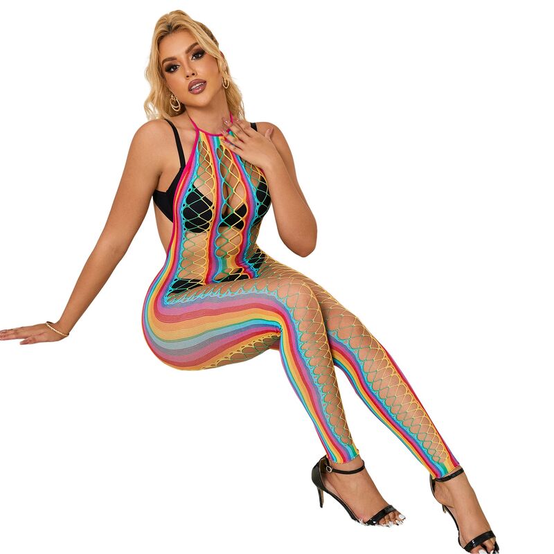 SUBBLIME - 952358 BODYSTOCKING COL DOS NU EN MAILLE ARC-EN-CIEL XS/M SUBBLIME BODYSTOCKINGS