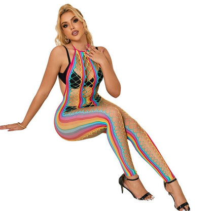 SUBBLIME - 952358 BODYSTOCKING COL DOS NU EN MAILLE ARC-EN-CIEL XS/M SUBBLIME BODYSTOCKINGS