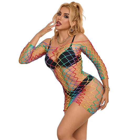 SUBBLIME - 952426 ROBE RÉSILLE MANCHES LONGUES ARC-EN-CIEL TAILLE UNIQUE SUBBLIME DRESSES