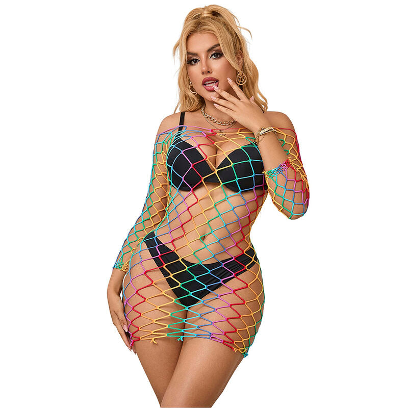 SUBBLIME - 952426 ROBE RÉSILLE MANCHES LONGUES ARC-EN-CIEL TAILLE UNIQUE SUBBLIME DRESSES