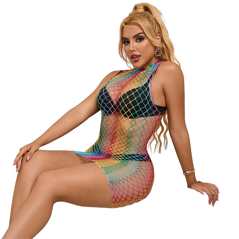 SUBBLIME - 952433 ROBE RÉSILLE SANS MANCHES COL MONTANT ARC-EN-CIEL TAILLE UNIQUE SUBBLIME DRESSES
