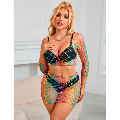 SUBBLIME - 952440 ENSEMBLE 2 PIÈCES RÉSEILLE MANCHES LONGUES ARC-EN-CIEL TAILLE UNIQUE SUBBLIME SETS