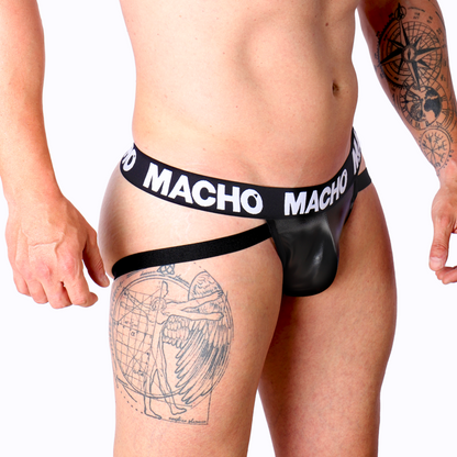 MACHO - MX25NC JOCK CUIR NOIR L MACHO UNDERWEAR