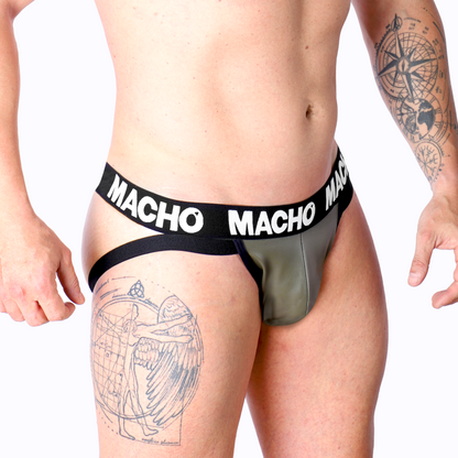 MACHO - MX27GR JOCK CUIR GRIS BEIGE L MACHO UNDERWEAR
