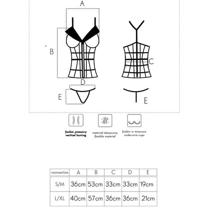 LIVCO CORSETTI FASHION - LAURA LC 20215 CORSET + STRING S/M LIVCO CORSETTI SETS