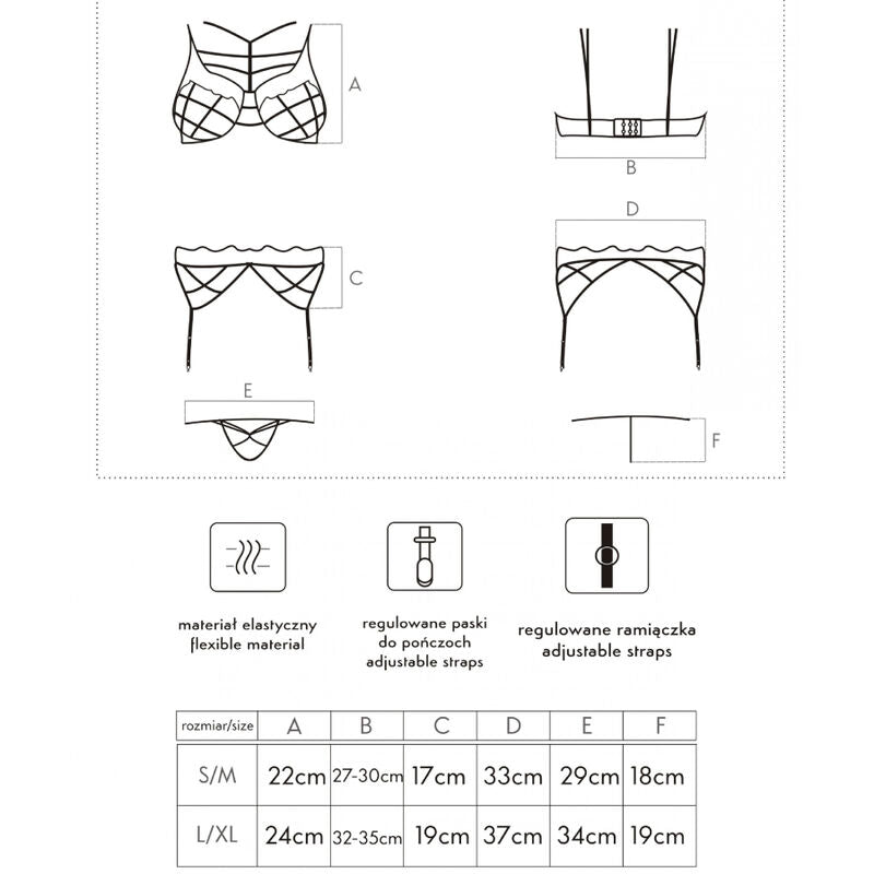 LIVCO CORSETTI FASHION - SOLEDAD LC 20217 SOUTIEN-GORGE + CULOTTE + JARRETIÈRE L/XL LIVCO CORSETTI SETS