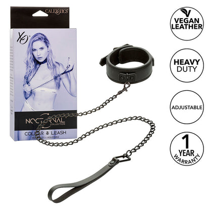 CALEXOTICS - NOCTURNAL COLLIER ET LAISSE EN CUIR RÉGLABLE NOIR CALEXOTICS