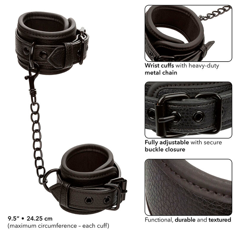CALEXOTICS - NOCTURNAL POIGNETS EN CUIR RÉGLABLES NOIRS CALEXOTICS