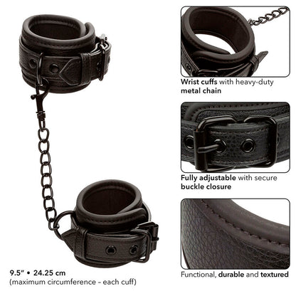 CALEXOTICS - NOCTURNAL POIGNETS EN CUIR RÉGLABLES NOIRS CALEXOTICS