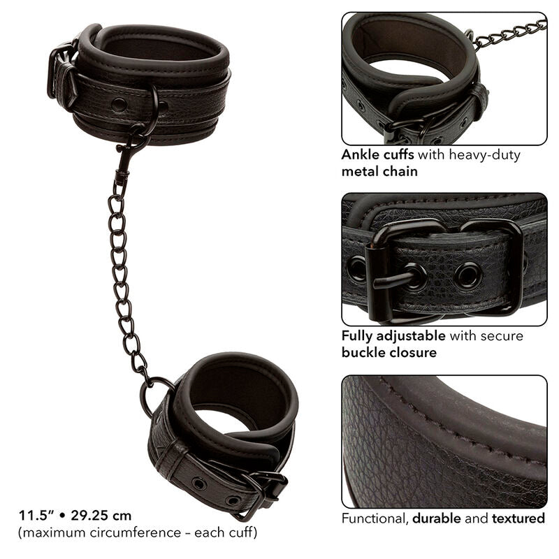 CALEXOTICS - NOCTURNAL CHEVILLES RÉGLABLES EN CUIR NOIR CALEXOTICS