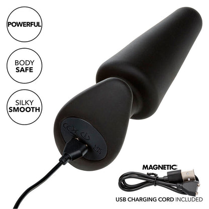CALEXOTICS - ROCK BOTTOM TAPERED ANAL PLUG 10 VIBRATIONS SILICONE NOIR CALEXOTICS
