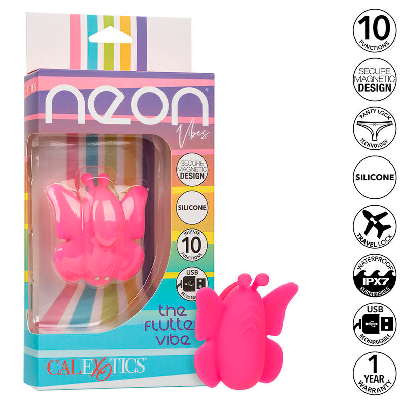 CALEXOTICS - NEON VIBES FLUTTER VIBE STIMULATEUR 10 VIBRATIONS ROSE CALEXOTICS