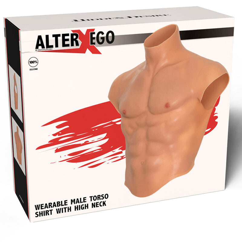 DÉSIR CACHÉ - T-SHIRT TORSE MASCULIN EN SILICONE ALTER EGO AVEC ESTHÉTIQUE DES ABS HIDDEN DESIRE