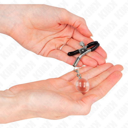 KINK - PINCES À METON BILLES DE VERRE ARGENT 6 CM KINK NIPPLE GRIP