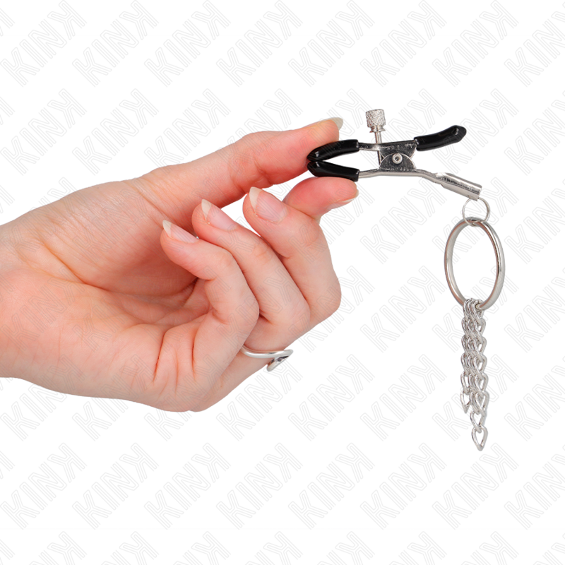 KINK - PINCE A METON O RING ET PETITE CHAINE ARGENT 6 CM KINK NIPPLE GRIP